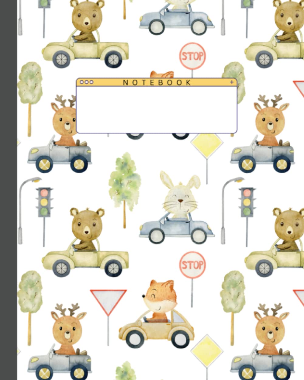 Cute Animal Drivers: Wide Ruled Lined Notebook (Composition Notebook, Journal) (8x10): Great for Writers, Notetakers, Journal Keepers