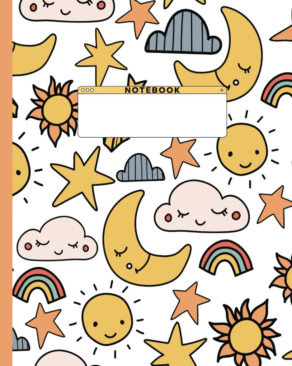 Sun and Star Design Composition Notebook: Children's Cute Sun Star Wide Ruled Notebook