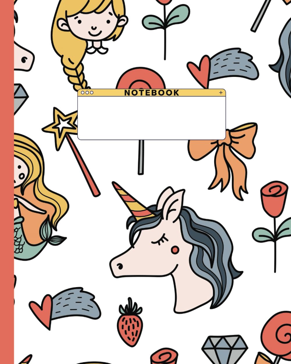 Unicorn Composition Notebook: Girl's Favorite Unicorn Wide Ruled Composition Notebook