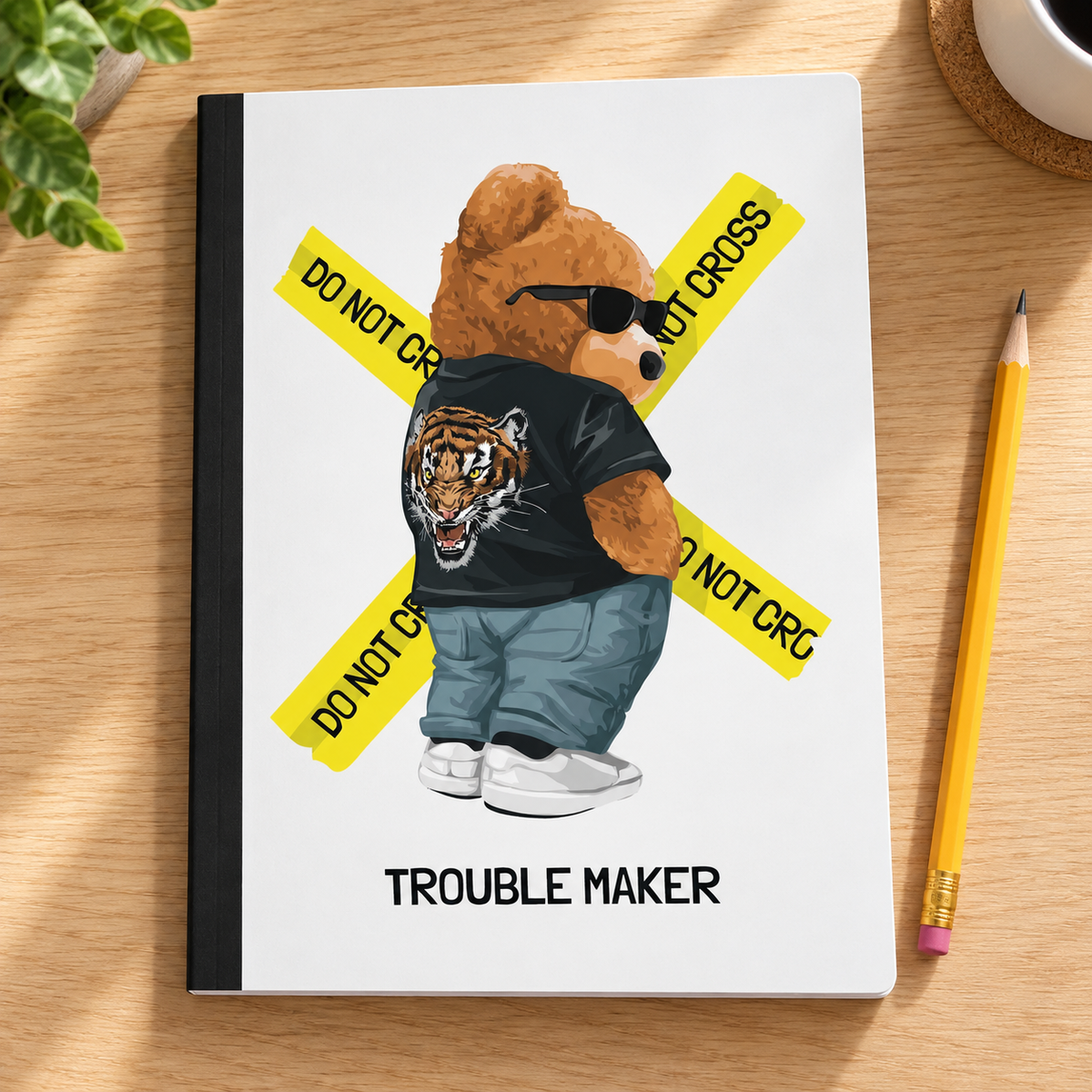 Trouble Maker Teddy: 8x10 Composition Book: Journal, Notebook: Teddy Series: College Ruled Lined — lifestyle mockup