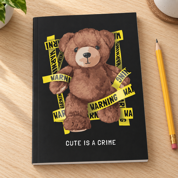 Cute Is Crime: 8x10 Composition Book; Journal ; Kim Bang Gu Notebook: Teddy Bear Series: College-Ruled Notebook, Perfect for Gift — lifestyle mockup