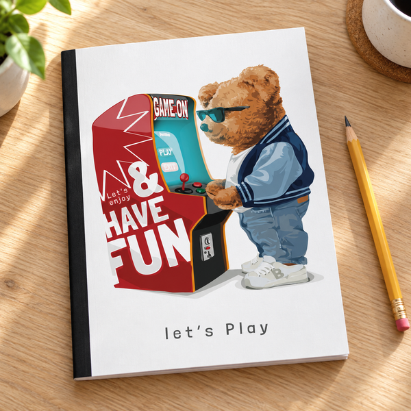 Let's Play: 8 x 10: Composition Notebook: Journal: Teddy Bear: College Ruled Notebook — lifestyle mockup