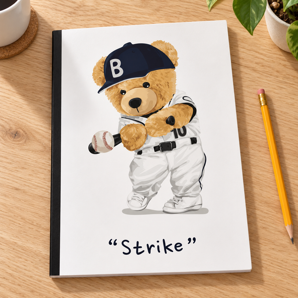 Teddy "Strike"; 8x10; Composition Book; Journal, Notebook: Teddy Series: College Ruled Lined Notebook — lifestyle mockup