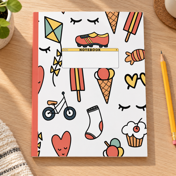 Everyone's Favorite Items Design Composition Notebook: Children's Cute Favorite Theme Wide Ruled Composition Notebook — lifestyle mockup