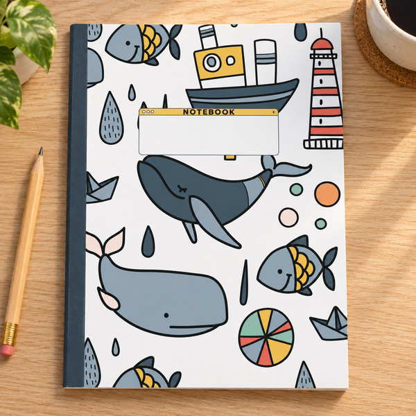 Sea World Theme Composition Notebook: Cute Sea Theme Children's Composition Notebook — lifestyle mockup
