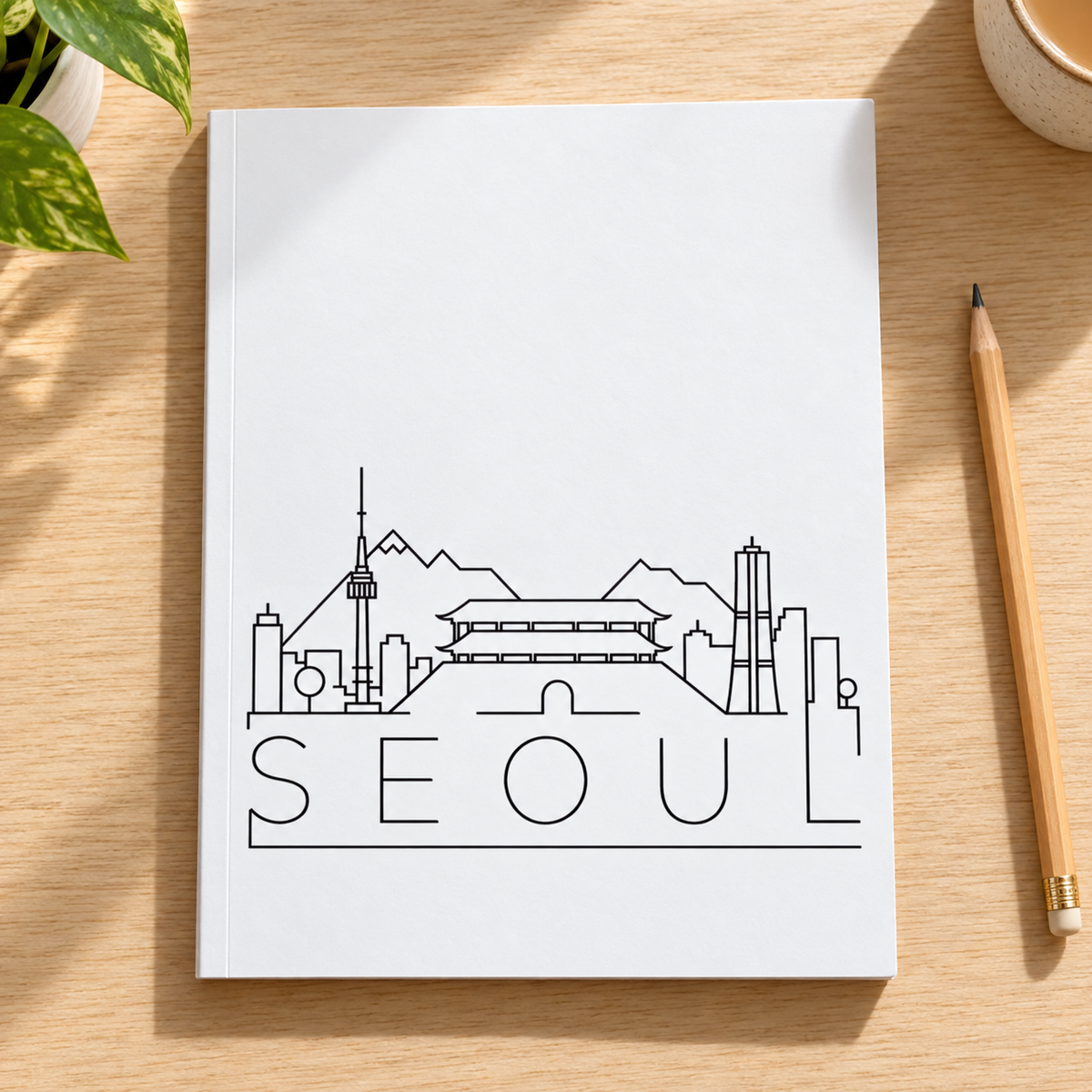 Seoul: College Ruled Lined Notebook (Composition Book, Journal) (8x10): Great for Notetakers, Writers, Journal Keepers — lifestyle mockup