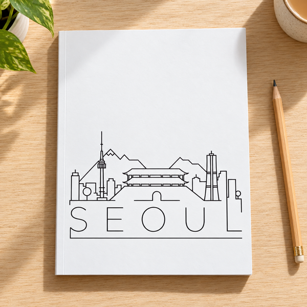 Seoul: College Ruled Lined Notebook (Composition Book, Journal) (8x10): Great for Notetakers, Writers, Journal Keepers — lifestyle mockup