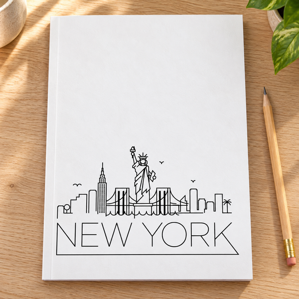 New York: College Ruled Lined Notebook (Composition Book, Journal) (8x10): Great for Writers, Notetakers, Journal Keepers — lifestyle mockup