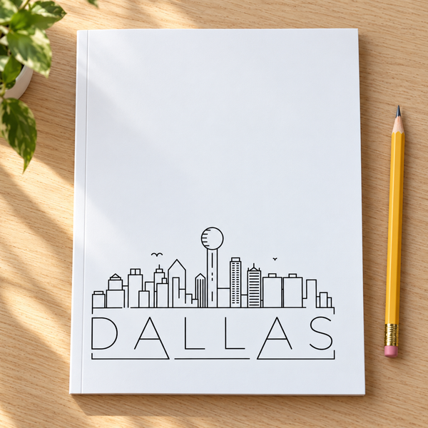 Dallas : College Ruled Lined Notebook ( Composition Book, Journal ) ( 8x 10 ): Great for Writers, Notetakers, Journal Keeper — lifestyle mockup