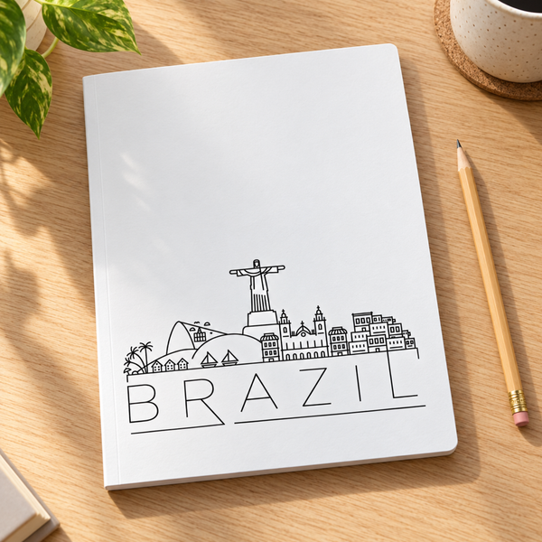 Brazil : College Ruled Lined Notebook (Composition Book, Journal) (8x10): Great for Writers, Notetakers, Journal Keepers — writing desk lifestyle mockup