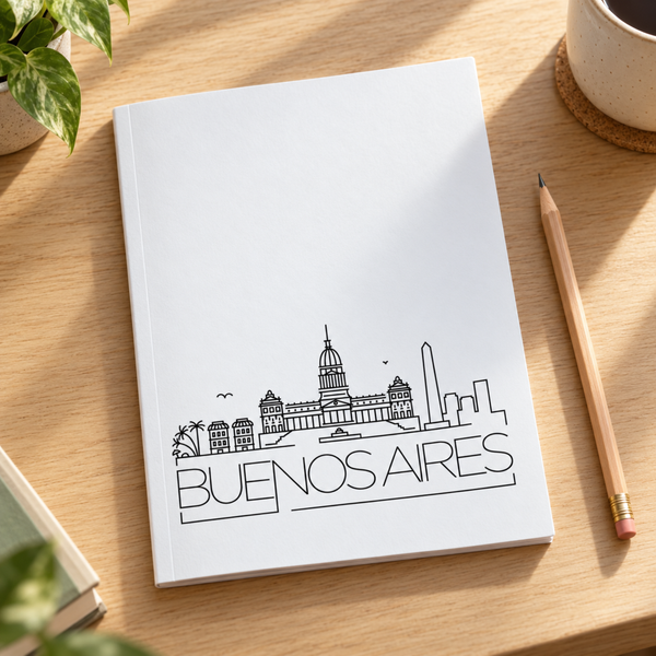 Buenos Aires: College Lined Notebook ( Composition Book, Journal) (8x10): Great for Notetakers, Writers, Journal Keepers — writing desk lifestyle mockup