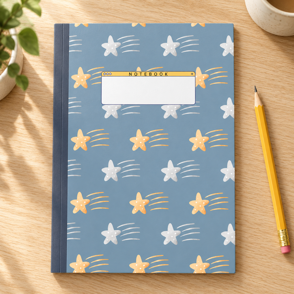 Shooting Stars: Wide Ruled Lined Notebook (Composition Book, Journal): Great for Writers, Notetakers, Journal Keepers — lifestyle mockup