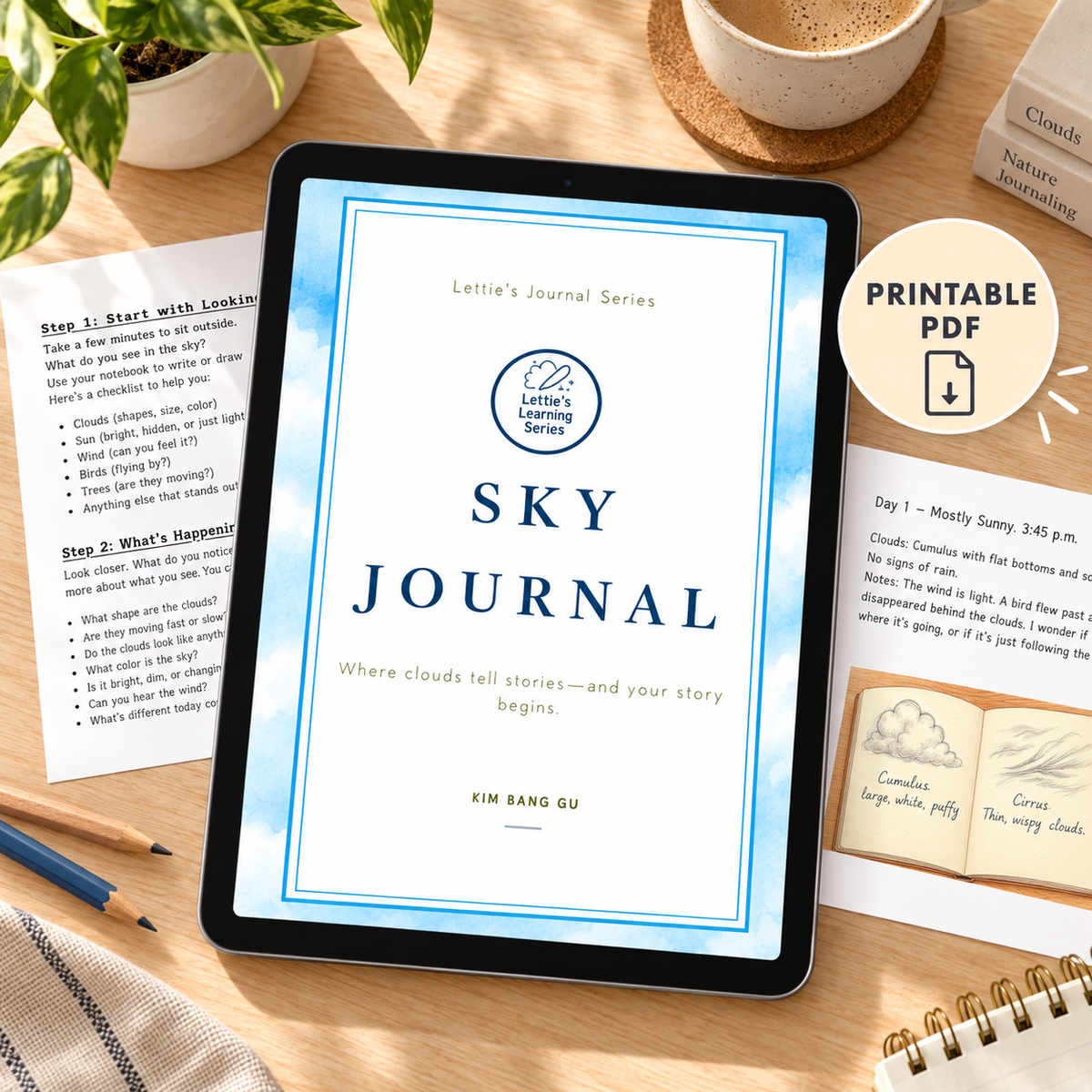 Lettie's Sky Journal — lifestyle mockup