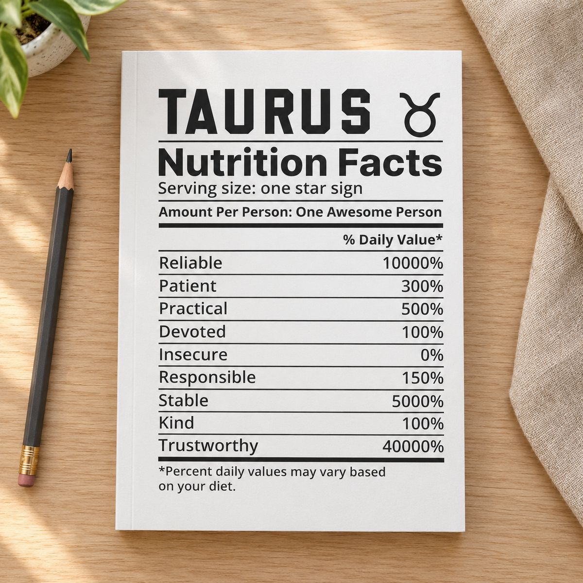 Taurus Horoscope Notebook — 8×10 Cornell Lined Journal — lifestyle mockup