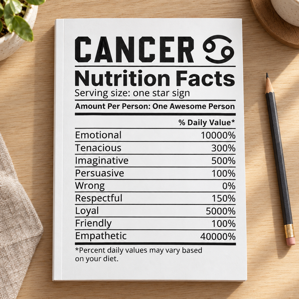 Cancer Horoscope Notebook — 8×10 Cornell Lined Journal — lifestyle mockup