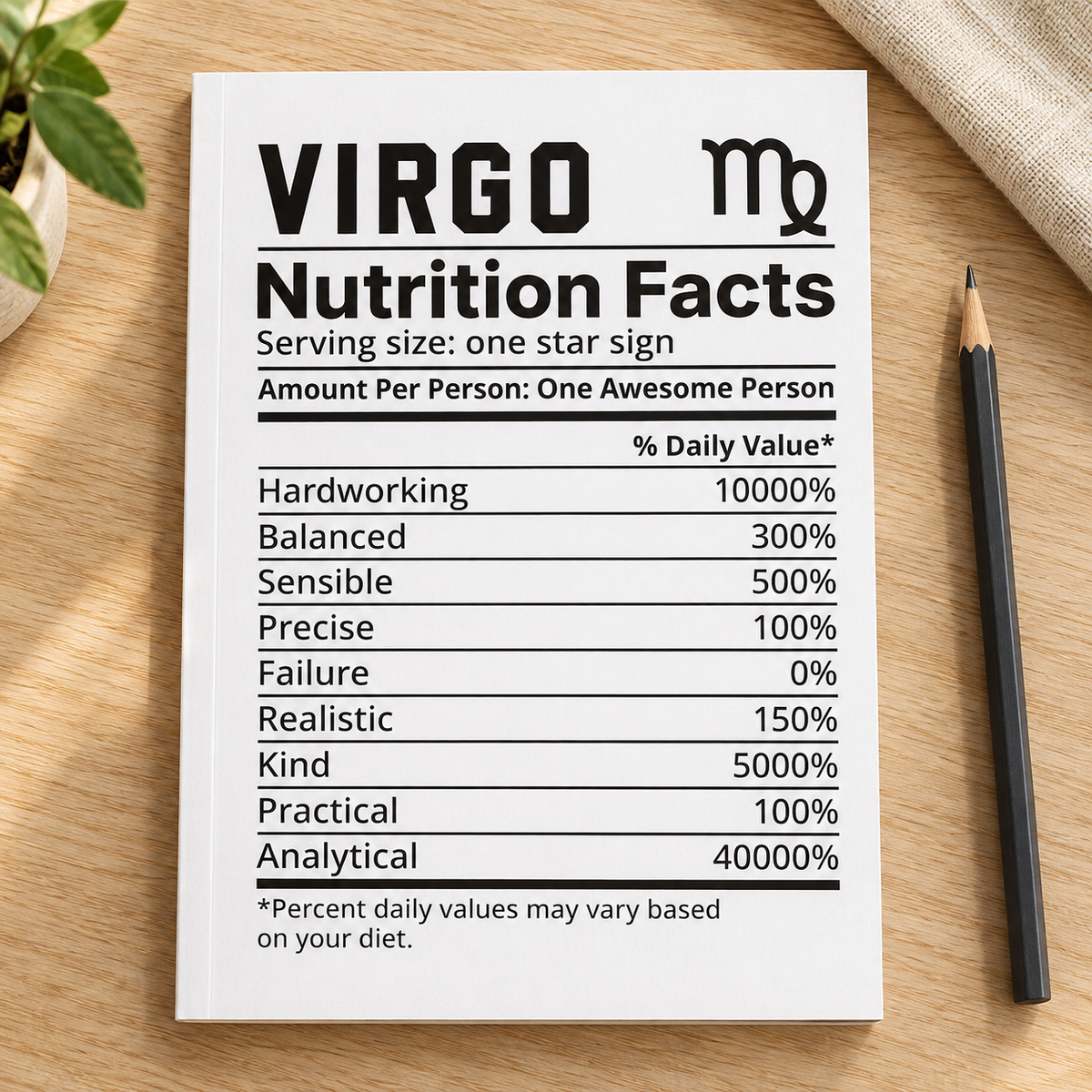 Virgo Horoscope notebook — lifestyle mockup