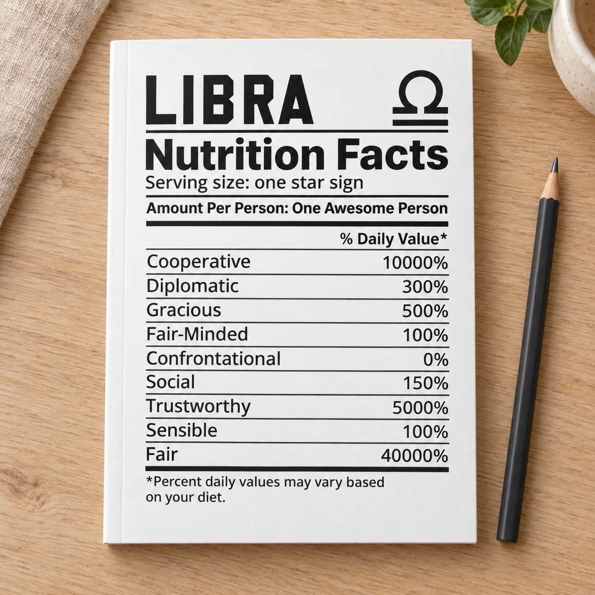 Libra Horoscope notebook — lifestyle mockup