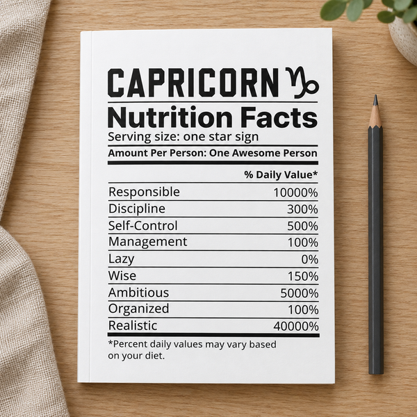 Capricorn Horoscope notebook — lifestyle mockup