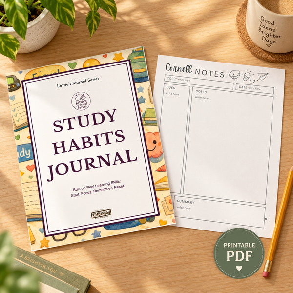 Lettie's Study Habits Journal — printable PDF lifestyle mockup